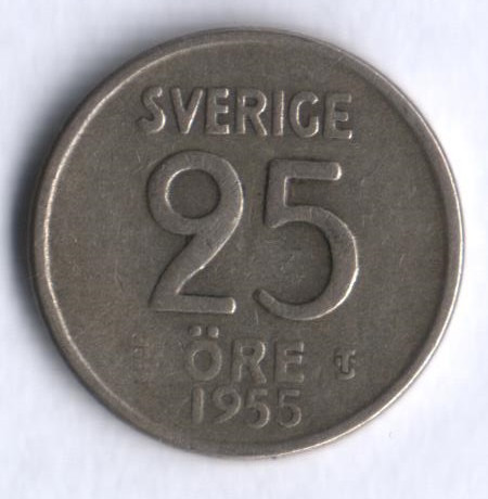 25 эре. 1955 год, Швеция. TS.