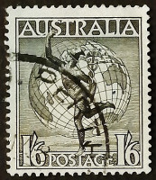 Почтовая марка. "Гермес и глобус". 1956 год, Австралия.