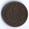 Монета 2 геллера. 1910 год, Австро-Венгрия.