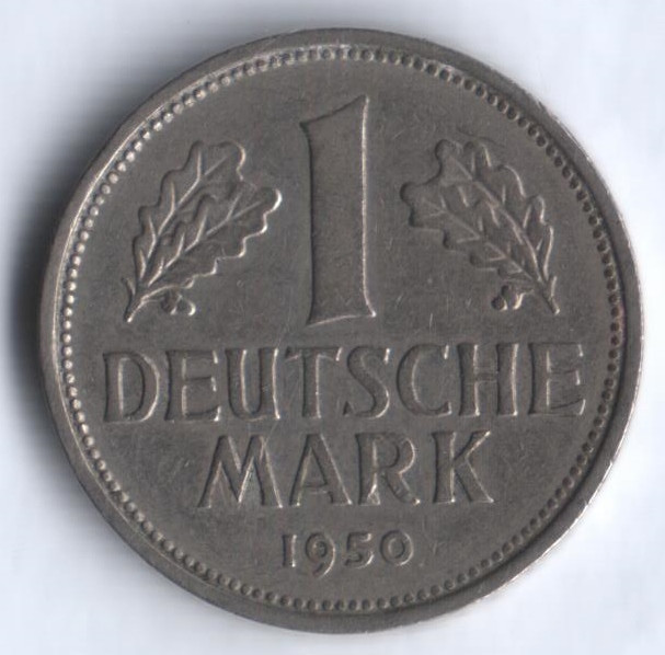 1 марка. 1950 год (F), ФРГ.