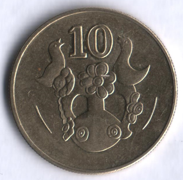 Монета 10 центов. 2002 год, Кипр.