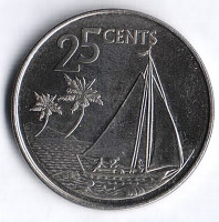 Монета 25 центов. 2007 год, Багамские острова.