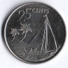 Монета 25 центов. 2007 год, Багамские острова.