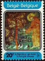 Марка почтовая. "800-летие со дня рождения Франциска Ассизского". 1982 год, Бельгия.