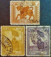 Набор почтовых марок (3 шт.). "Иллюстрации к мандату Лиги Наций". 1923 год, Ирак. Набор почтовых марок (3 шт.). "Иллюстрации к мандату Лиги Наций". 1923 год, Ирак.