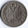 Монета 20 геллеров. 1909 год, Австро-Венгрия.