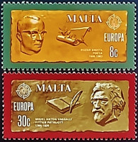 Набор марок (2 шт.). "Европа (C.E.P.T.) - Личности". 1980 год, Мальта.