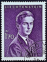 Почтовая марка. "Принц Иоганн Адам Пиус". 1964 год, Лихтенштейн.