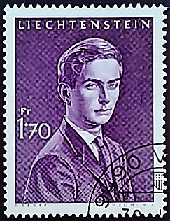 Почтовая марка. "Принц Иоганн Адам Пиус". 1964 год, Лихтенштейн.