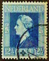 Почтовая марка (12⅟₂ c.). "Королева Вильгельмина ("Освобождение")". 1944 год, Нидерланды.