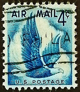Почтовая марка (4 c.). "Авиапочта". 1954 год, США.