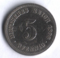 Монета 5 пфеннигов. 1898 год (A), Германская империя.