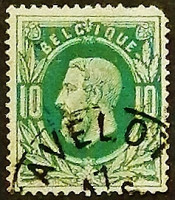 Почтовая марка. "Король Леопольд II". 1874 год, Бельгия.