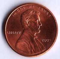 Монета 1 цент. 2003 год, США.