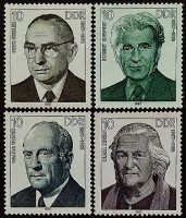 Набор марок (4 шт.). "Личности немецкого рабочего движения". 1987 год, ГДР.