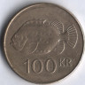 Монета 100 крон. 2001 год, Исландия.
