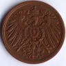 Монета 2 пфеннига. 1910 год (E), Германская империя.
