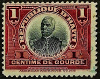 Почтовая марка (1 c.). "Франсуа К. Антуан Симон". 1910 год, Гаити.