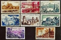 Набор почтовых марок (8 шт.). "Туризм". 1955 год, Франция.