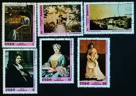 Набор почтовых марок  (6 шт.). "Картины из Национального музея (1976)". 1976 год, Куба.