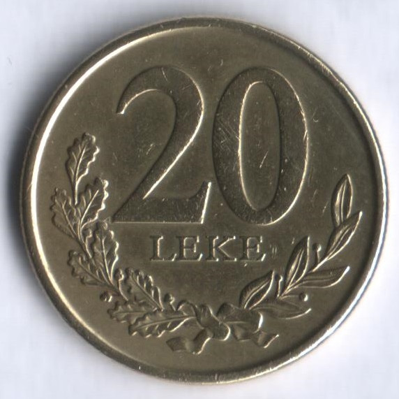 Монета 20 леков. 2012 год, Албания.
