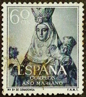 Почтовая марка. «Богоматерь Ковадонга». 1954 год, Испания.
