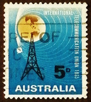 Почтовая марка. "100 лет Международного союза электросвязи". 1965 год, Австралия.