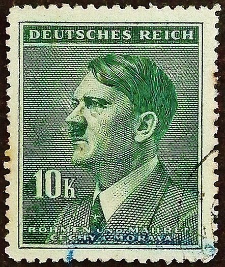 Почтовая марка (10 kr.). "Адольф Гитлер". 1942 год, Богемия и Моравия.