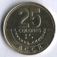 Монета 25 колонов. 2005 год, Коста-Рика.