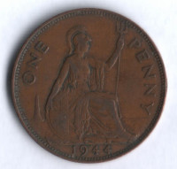 Монета 1 пенни. 1944 год, Великобритания.