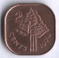 2 цента. 1974 год, Свазиленд.