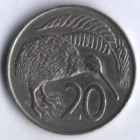 Монета 20 центов. 1967 год, Новая Зеландия.