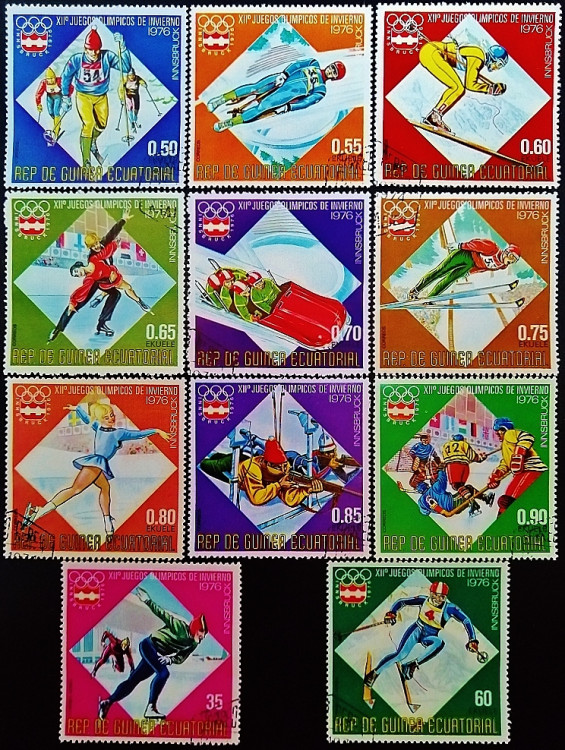 Набор почтовых марок (11 шт.). "Зимние Олимпийские игры, Инсбрук`1976". 1976 год, Экваториальная Гвинея.