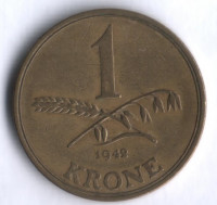 Монета 1 крона. 1942 год, Дания. N;S.