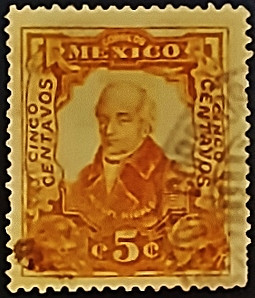 Почтовая марка (5 c.). "Мигель Идальго-и-Костилья". 1910 год, Мексика. Почтовая марка (5 c.). "Мигель Идальго-и-Костилья". 1910 год, Мексика.