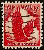 Почтовая марка (5 c.). "Авиапочта". 1958 год, США.