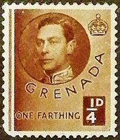 Почтовая марка (⅟₄ p.). "Король Георг VI". 1937 год, Гренада.