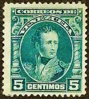 Марка почтовая (5 c.). "Антонио Хосе де Сукре". 1904 год, Венесуэла.