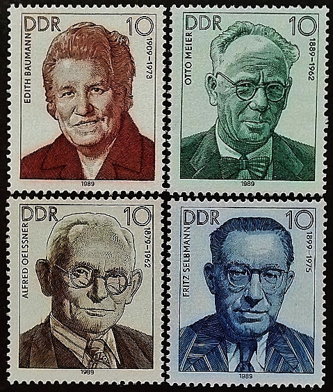 Набор марок (4 шт.). "Личности немецкого рабочего движения". 1989 год, ГДР.
