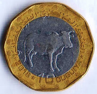 Монета 10 угий. 2018 год, Мавритания.