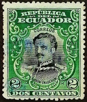Почтовая марка (2 c.). "Абдон Кальдерон". 1901 год, Эквадор.