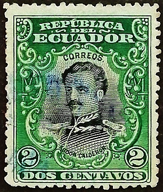 Почтовая марка (2 c.). "Абдон Кальдерон". 1901 год, Эквадор.
