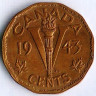 Монета 5 центов. 1943 год, Канада.