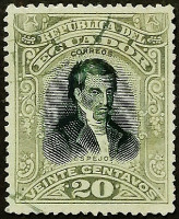 Почтовая марка (20 c.). "Эухенио Эспехо". 1901 год, Эквадор.