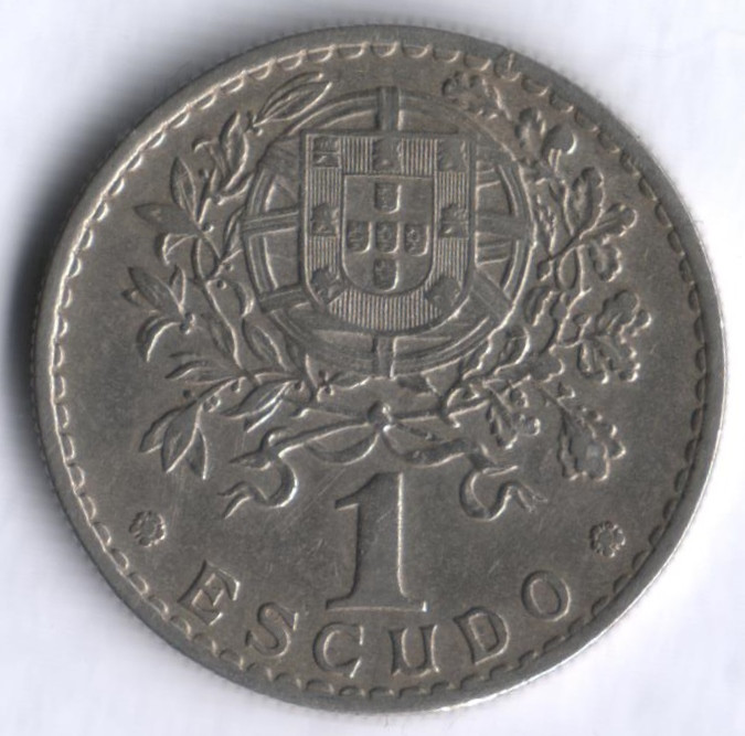 Монета 1 эскудо. 1964 год, Португалия.