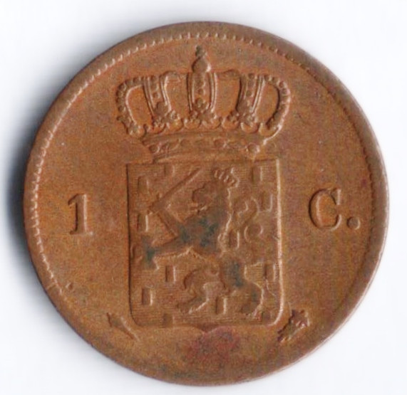 Монета 1 цент. 1827 год, Нидерланды.