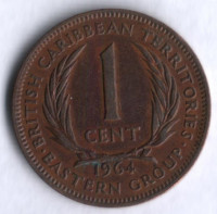Монета 1 цент. 1964 год, Британские Карибские Территории.