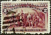 Почтовая марка (2 c.). "Выставка посвящённая Христофору Колумбу". 1893 год, США.