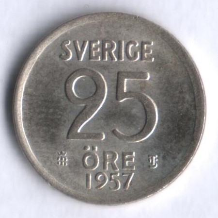 25 эре. 1957 год, Швеция. TS.