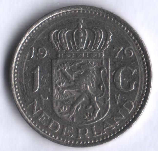 Монета 1 гульден. 1976 год, Нидерланды.